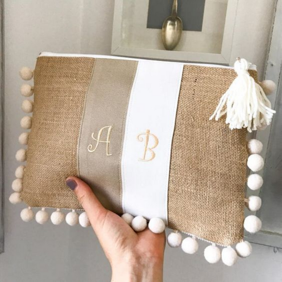 White Personalized Clutch