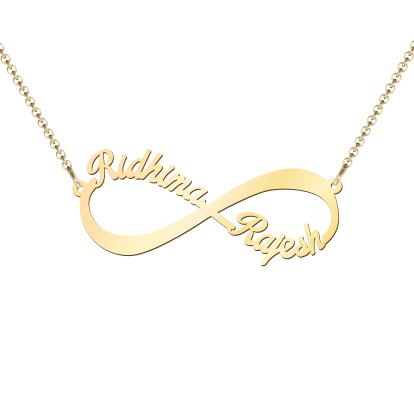 Infinity Necklace LOVE Script Large 24K GOLD Initial Personalized Jewelry  Valentine Day Gift Husband Wife Mother's