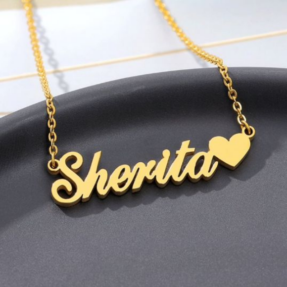 Gold Plated Name Pendant Heart