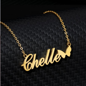 Gold Plated Name Pendant Butterfly