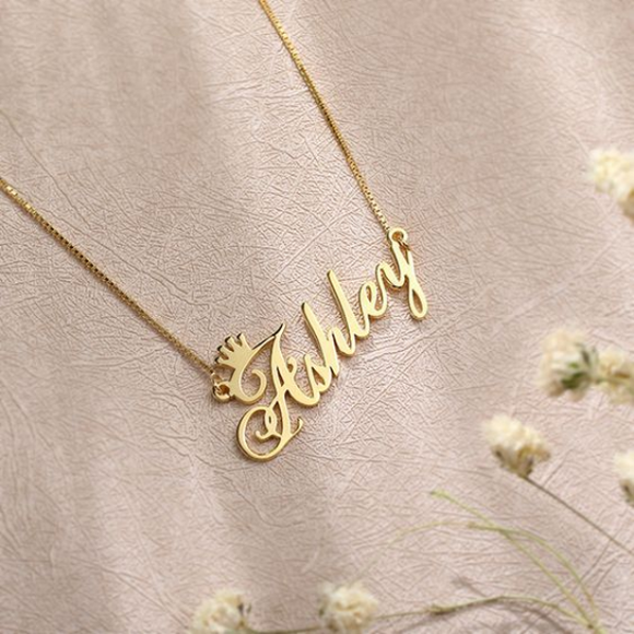 Gold Plated Name Pendant Crown