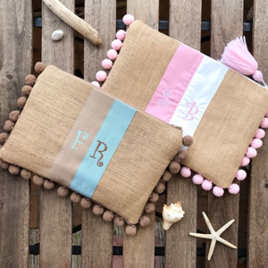 Pink Blue Personalized Clutch