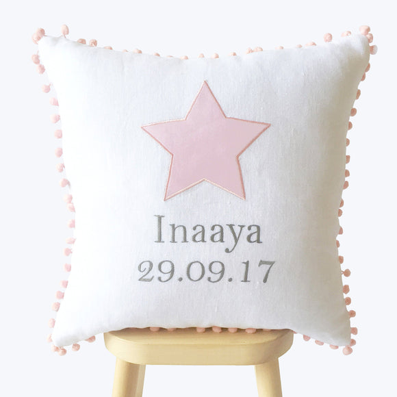 Baby Name Cushion Cover Pink