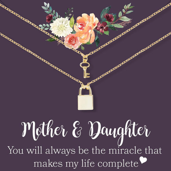 Lock and Key Mother Daughter Pendant